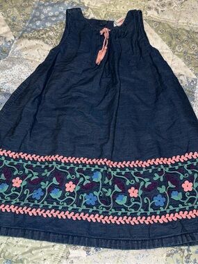 Artisan NY Toddler Girls Size 4T Denim Embroidered Dress